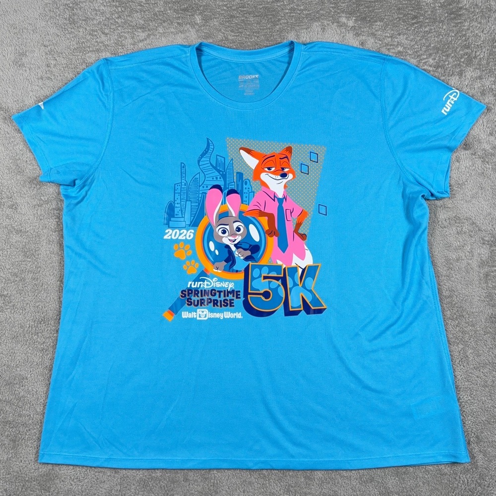 Brooks Shirt Womens XXL Run Disney 2026 Springtime Surprise 5K Zootopia Blue Top
